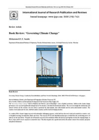 Mohammed B. E. Saaida — Book Review: Governing Climate Change