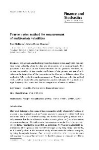 Malliavin P., Mancino E. — Fourier series method for measurement