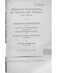 Friedrich Müller — Stilistische Untersuchung der Epinomis des Philippos von Opus