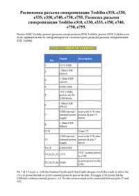  — Распиновка разъема синхронизации Toshiba КПК e3xx e7xx