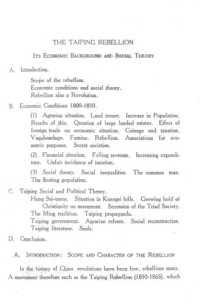 George E. Taylor — The Taiping Rebellion: Its Economic Background and Social Theory
