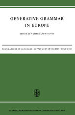 Werner Abraham (auth.), F. Kiefer, N. Ruwet (eds.) — Generative Grammar in Europe