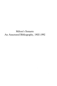 Jones, Edward — Milton’s sonnets : an annotated bibliography, 1900-1992