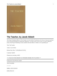 Jacob Abbott — The Teacher
