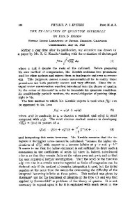Epstein P. S. — The Evaluation of Quantum Integrals
