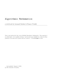 Leonard Soicher, Franco Vivaldi — Algorithmic Mathematics