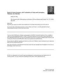 Ray S.H. — Sketch of Aulua Grammar, with Vocabularies of Aulua and Lamangkau, Malekula, New Hebrides