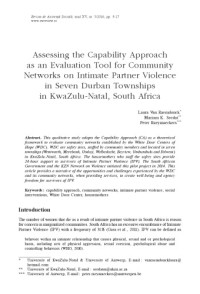 Van Raemdonck, Seedat-Khan, Raeymaeckers — Assessing the Capability Approach as an Evaluation Tool for Community Networks on Intimate Partner Violence in Seven Durban Townships in KwaZulu‑Natal, South Africa