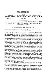 Pearl R., Reed. L. J. — On the Rate of Growth of the Population of the United States since 1790 and Its Mathematical Representation