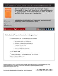 United States Institute of Peace; National Academy of Engineering; Steve Olson; Andrew Robertson — Harnessing Operational Systems Engineering to Support Peacebuilding: Report of a Workshop by the National Academy of Engineering and United States Institute of Peace Roundtable on Technology, Science, and Peacebuilding