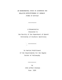 Grasham, John Arthur — An experimental study to determine the relative effectiveness of certain forms of support