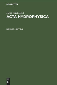  — Acta Hydrophysica: Band 31, Heft 3/4