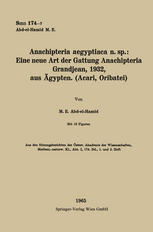 M. E. Abd-el-Hamid (auth.) — Anachipteria aegyptiaca n. sp.: Eine neue Art der Gattung Anachipteria Grandjean, 1932, aus Ägypten. (Acari, Oribatei)
