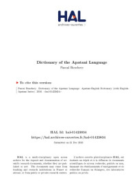 Bouchery Pascal — Dictionary of the Apatani Language: Apatani-English Dictionary (with English-Apatani Index)