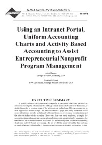 John Sacco, Elizabeth Strait — Using an Intranet Portal, Uniform Accounting Charts and Activity Based Accounting to Assist Entrepreneurial Nonprofit Program Management