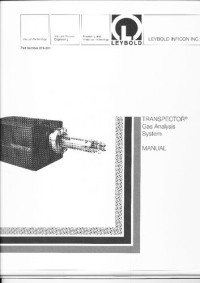 Leybold Inficon Inc — TRANSPECTOR Gas Analysis System(RGA) MANUAL