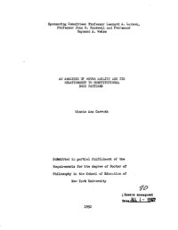 CARRUTH, WINCIE ANN — AN ANALYSIS OF MOTOR ABILITY AND ITS RELATIONSHIP TO CONSTITUTIONAL BODY PATTERNS