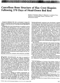 Thomsen JS, Morukov BV et al. — Cancellous bone structure of iliac crest biopsies following 370 days of head-down bed rest