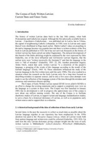 Andronova Everita. — The Corpus of Early Written Latvian: Current State and Future Tasks