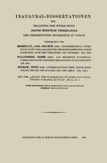 Carl-Joachim Brohmann, Georg Willenberg, Fritz Dochow (auth.) — Inaugural-Dissertationen zur Erlangung der Würde eines Doctor Medicinae Veterinariae der Tierärztlichen Hochschule zu Berlin