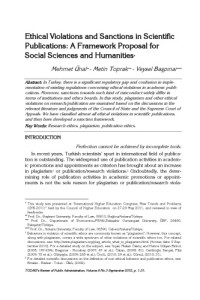 Metin Toprak; et al. — Ethical Violations in Scientific Publications: A Framework Proposal for Social Sciences and Humanities
