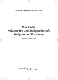 Fuchs, Max; Zimmermann, Olaf — Max Fuchs: Kulturpolitik und Zivilgesellschaft. Analysen und Positionen