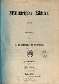 R. de l'Homme de Courbiere (ed.) — Militärische Blätter. Band 10