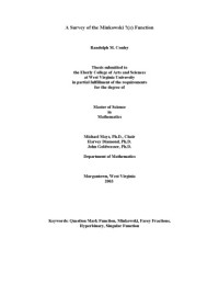 Randolph M. Conley — A survey of the Minkowski ?(x) function [question mark function]