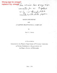 Carl. H. Brans — Mach’s principle and a varying gravitational constant [PhD Thesis]