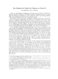 ADOLF KNAUBER — Das Anliegen der Schule des Origenes zu Cäsarea: MTFLZ 19 (1968), 162-203, Origen of Alexandria