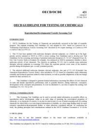 OECD — Test No. 421: Reproduction/Developmental Toxicity Screening Test