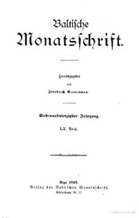 Friedrich Bienemann (ed.) — Baltische Monatsschrift