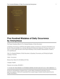 Walton Burgess — Five Hundred Mistakes of Daily Occurrence in Speaking: Pronouncing, and Writing the English Language, Corrected