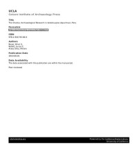 Brian Bauer; Lucas Kellett; Miriam Aráoz Silva; Sabine Hyland; Carlo Socualaya Dávila — The Chanka: Archaeological research in Andahuaylas (Apurimac), Peru