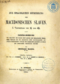 Leonhard Masing — Zur Sprachlichen Beurteilung der Macedonischen Slaven