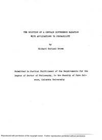 Brown, Richard Harland — The Solution of a Certain Difference Equation with Applications to Probability