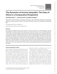 Tak Wing Chan, John Ermisch, Rob Gruijters — The Dynamics of Income Inequality The Case of China in a Comparative Perspective