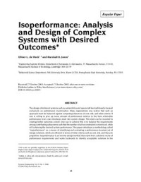 Weck O.L., Jones M.B. — Isoperformance: Analysis and Design of Complex Systems with Desired Outcomes