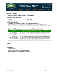 Rover — Bulletin TA204001 - Interpreting Air Suspension Messages