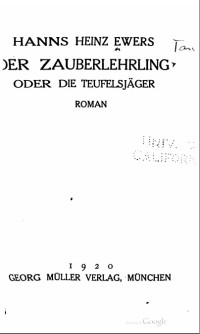 Hanns Heinz Ewers — Der Zauberlehrling oder die Teufelsjäger