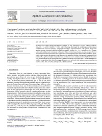 Steven Corthals — Design of active and stable NiCeO2ZrO2MgAl2O4 dry reforming catalysts