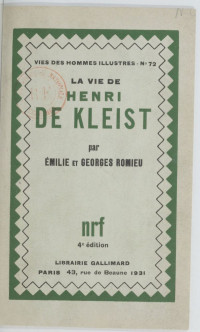 Emilie Romieu & Georges Romieu — La vie de Henri de Kleist