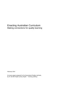 Dr Jennifer Naylor — Enacting Australian Curriculum: Making connections for quality learning