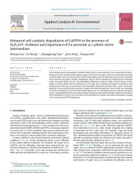 Shenyu Lan & Ya Xiong & Shuanghong Tian & Jinxi Feng & Tianyao Xie — Enhanced self-catalytic degradation of CuEDTA in the presence of H2O2/UV: Evidence and importance of Cu-peroxide as a photo-active intermediate