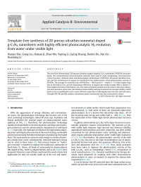 Xiaojie She & Liang Liu & Haiyan Ji & Zhao Mo & Yeping Li & Liying Huang & Daolin Du & Hui Xu & Huaming Li — Template-free synthesis of 2D porous ultrathin nonmetal-doped g-C3N4 nanosheets with highly efficient photocatalytic H2 evolution from water under visible light