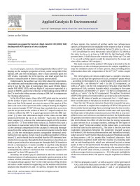 Ernesto Paparazzo — Comments on a paper by Cai et al. (Appl. Catal. B. 101 (2010) 160) dealing with XPS spectra of ceria catalysts