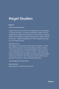 Friedhelm Nicolin, Otto Pöggeler — Hegel-Studien Band 9