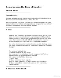 Richard Harris — Remarks upon the Form of Number