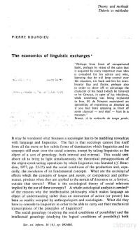 Economics Of Linguistic Exchanges — Economics Of Linguistic Exchanges