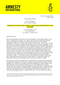 Hilary Power — Item 4: General Debate - Human Rights Council must address human rights crises in Egypt, India and China